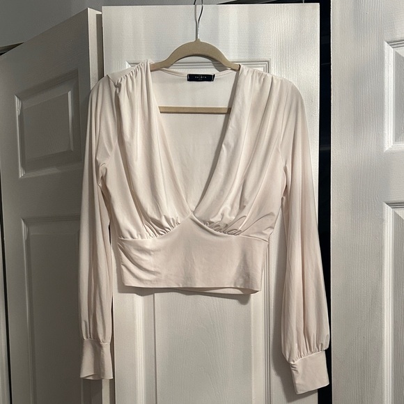 Topshop Cream Draped Blouse - Picture 1 of 1